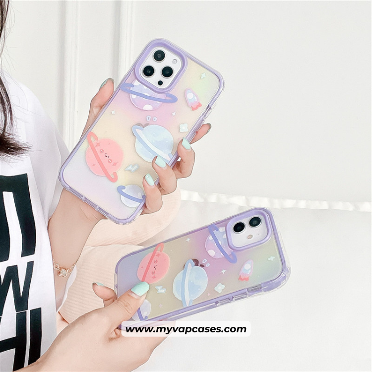 Cartoon Planets with Purple Edges Phone Case