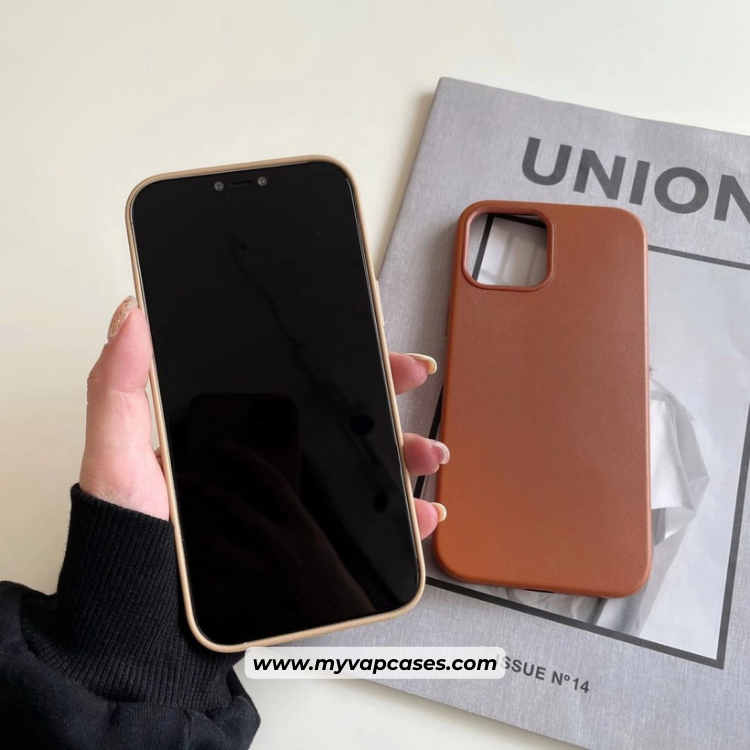 Beige Leather Full Edges Phone Case