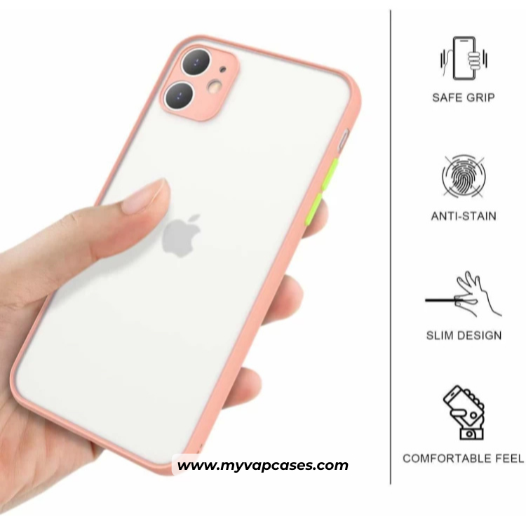 Pink Semi Transparent Shockproof Matte Phone Case