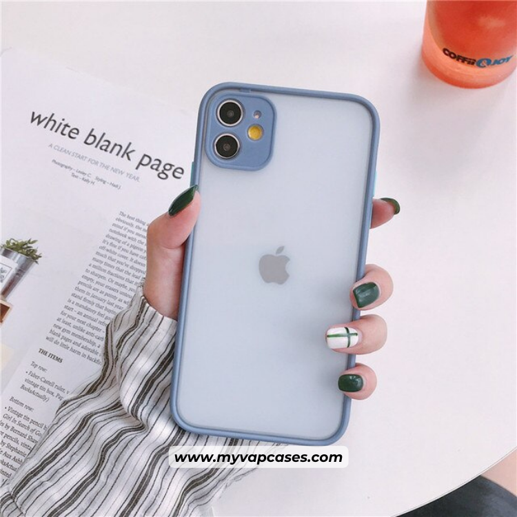Blue Gray Semi Transparent Shockproof Matte Phone Case
