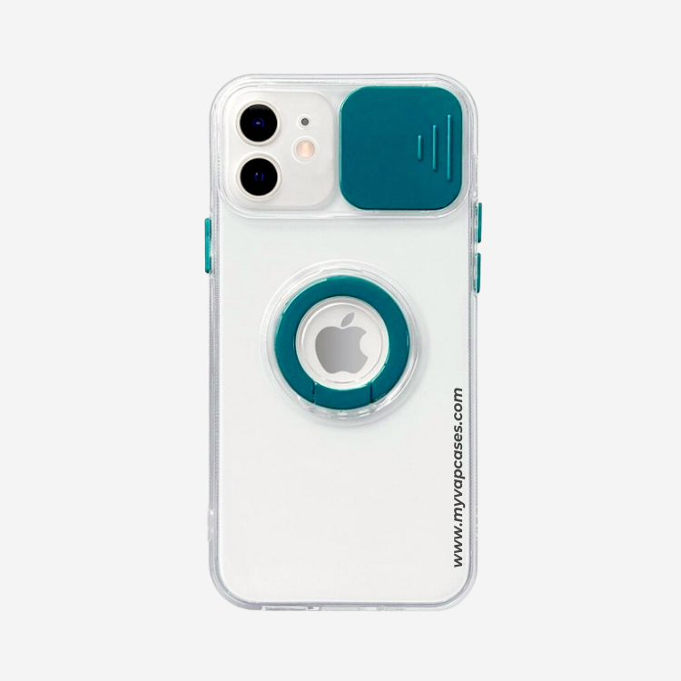 Transparent with Dark Green Slide Camera Protection Phone Case