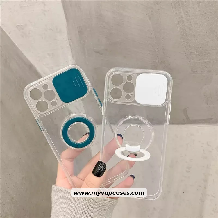 Transparent with Dark Green Slide Camera Protection Phone Case