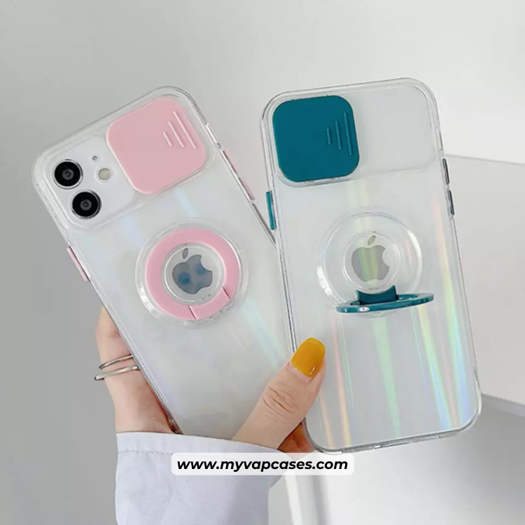 Transparent with Pink Slide Camera Protection Phone Case