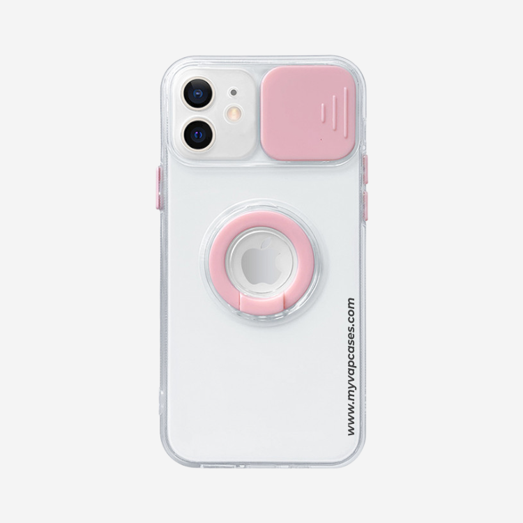 Transparent with Pink Slide Camera Protection Phone Case