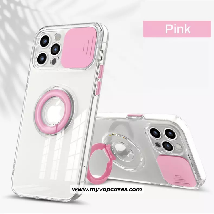 Transparent with Pink Slide Camera Protection Phone Case