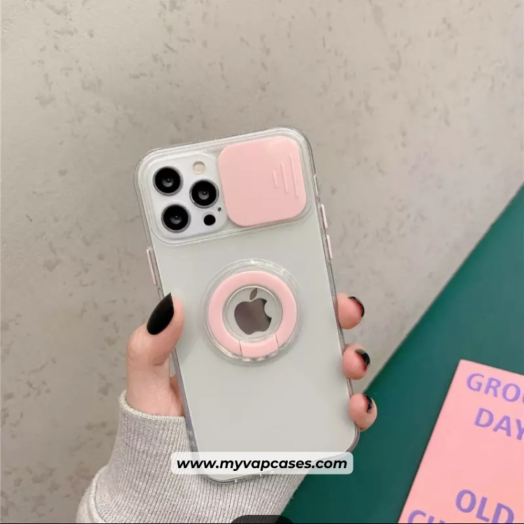 Transparent with Pink Slide Camera Protection Phone Case