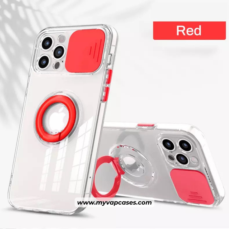 Transparent with Red Slide Camera Protection Phone Case