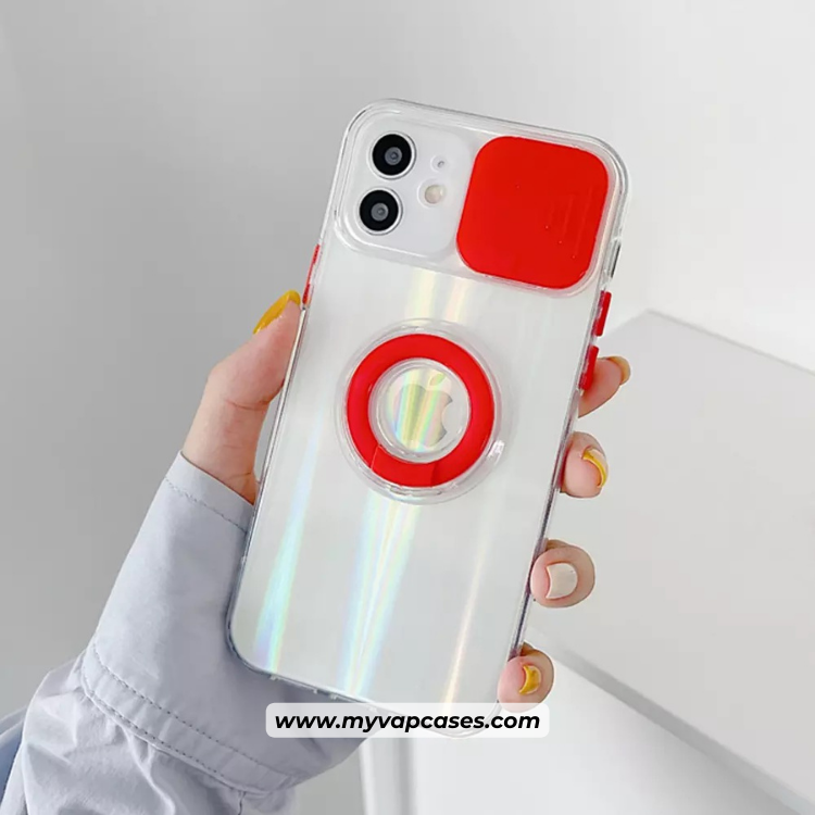 Transparent with Red Slide Camera Protection Phone Case