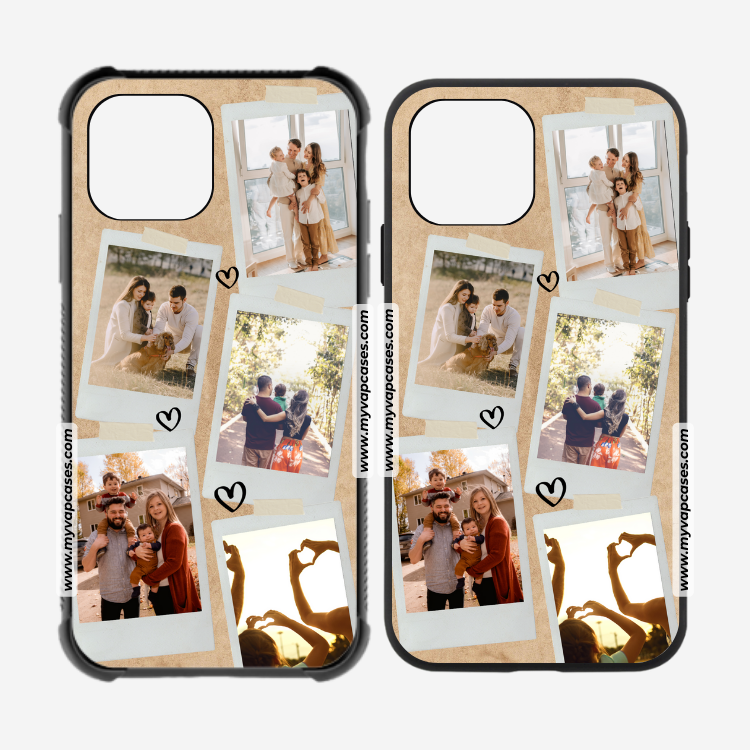 Attached Photographs with Black Hearts Rubber Phone Case