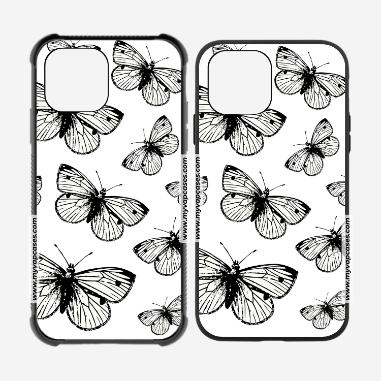 Black and White Butterflies Rubber Phone Case