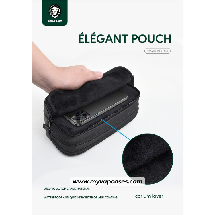 Green Lion Elegant Pouch - Black