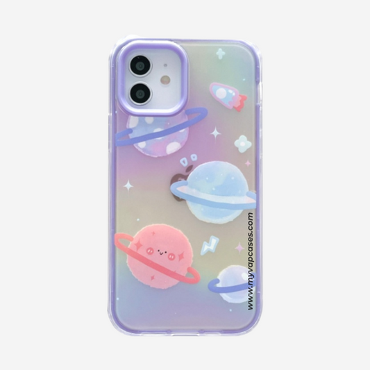 Cartoon Planets with Purple Edges Phone Case