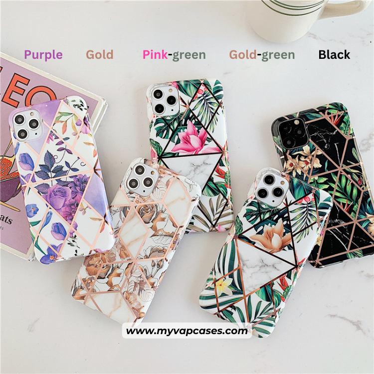 Geometric Marble Floral Phone Case