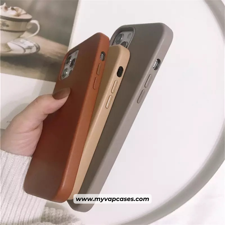 Beige Leather Full Edges Phone Case