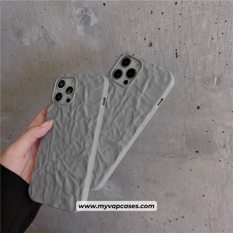 Silicone Wrinkled Texture Grey Phone Case