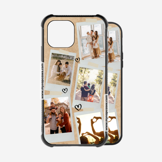 Attached Photographs with Black Hearts Rubber Phone Case
