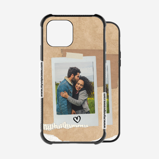Attached Photograph with Black Heart Rubber Phone Case