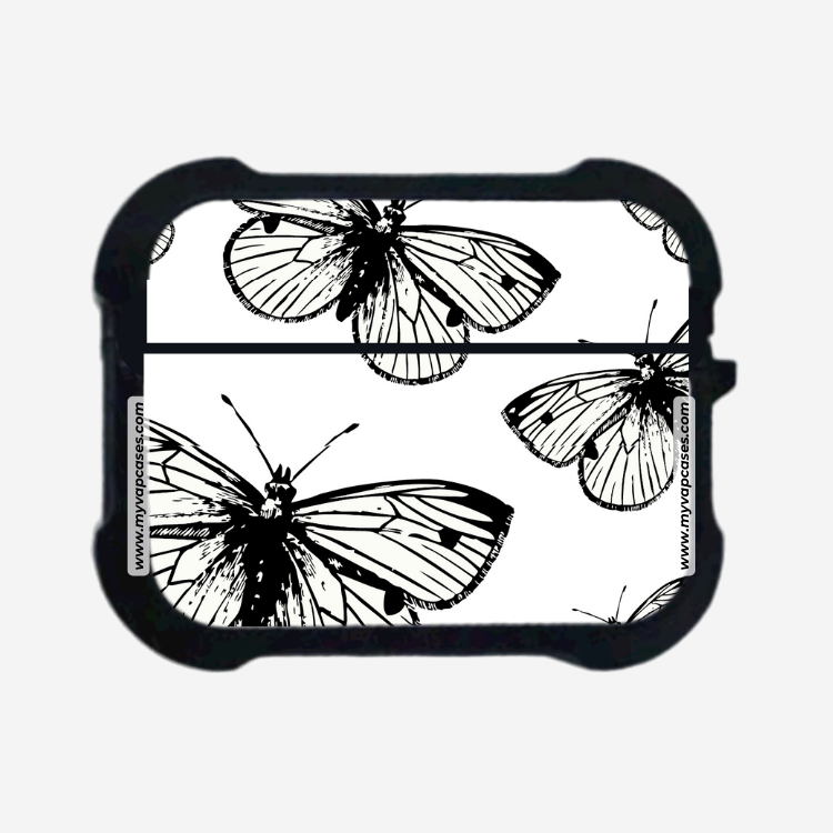 Black and White Butterflies Shockproof AirPods Case