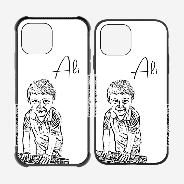 Black and White Sketched Photo Rubber Phone Case