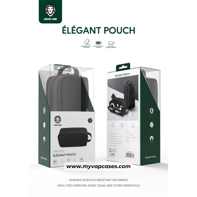 Green Lion Elegant Pouch - Black